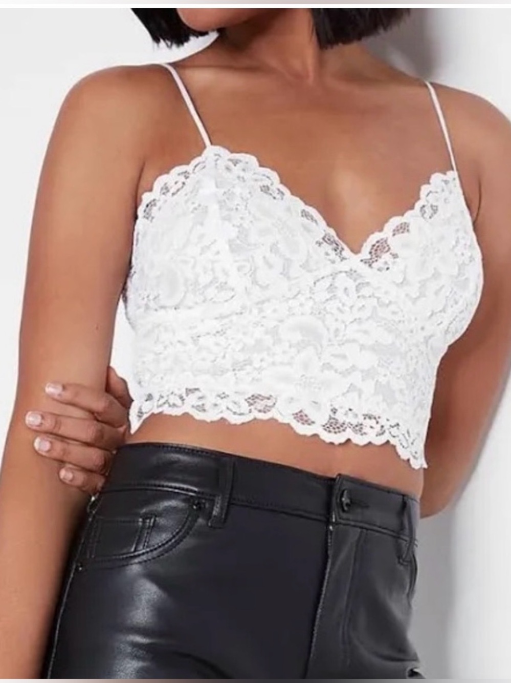 Express White Lace Cropped Cami Top - Women